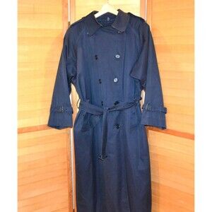 Burberrys Mens Timeless Navy Double Breasted with Wool Lining Nova Check Vintage